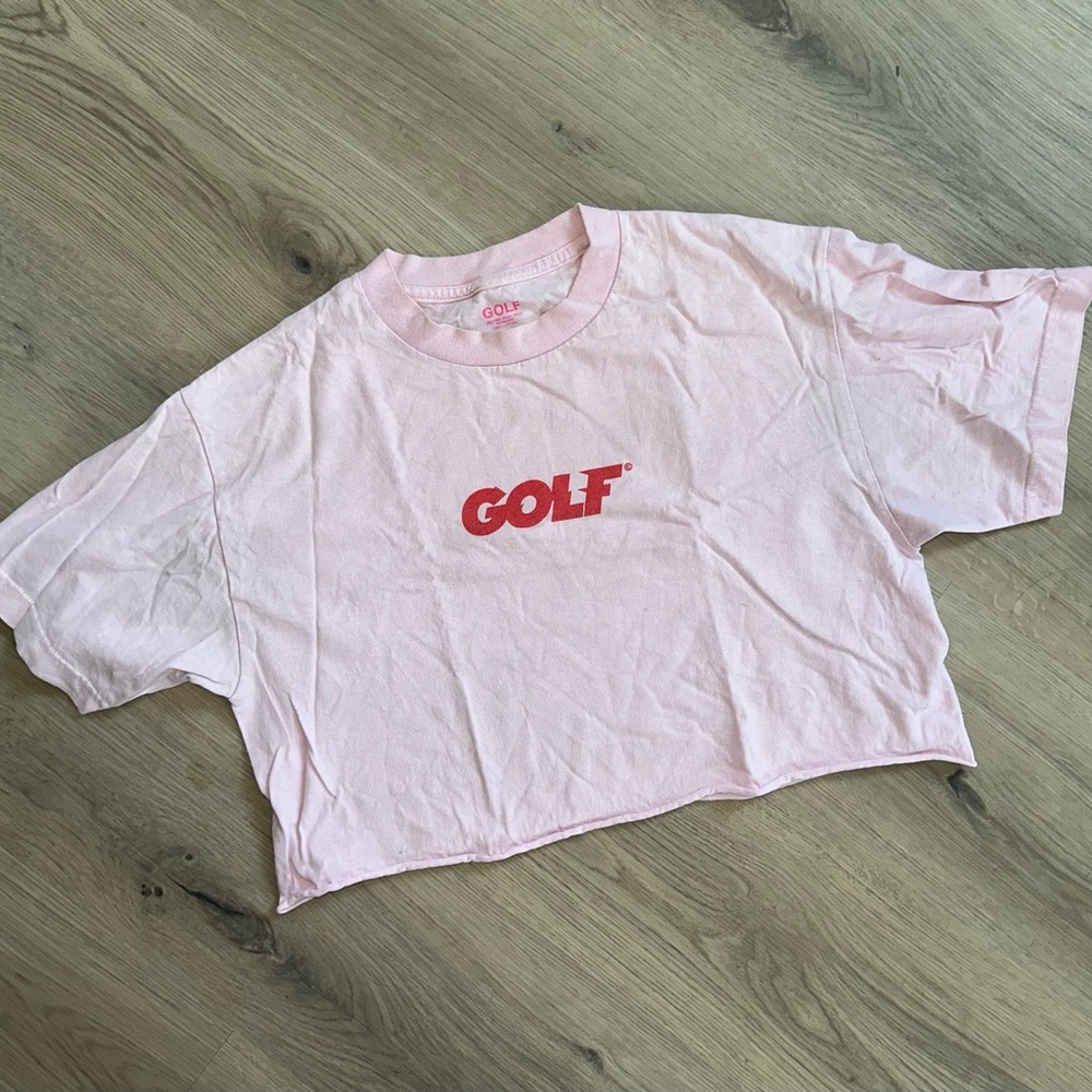 Golf Le Fleur Pink Crop Top with Bold Print